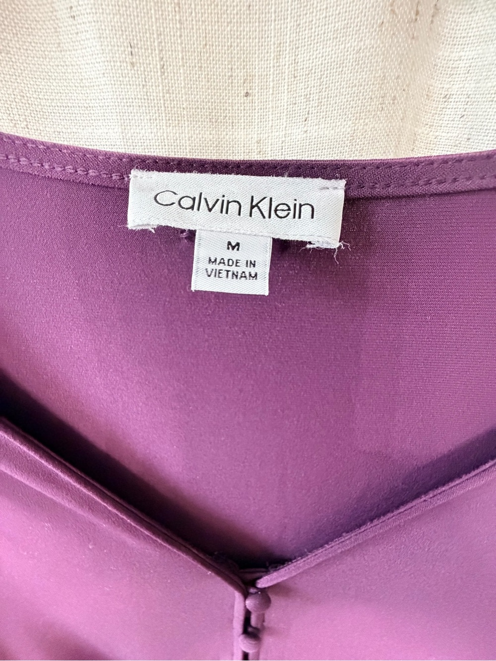 V-Neck Button Front Blouse in Deep Plum - Picture 4 of 6